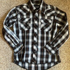 Wrangler Boys Pearl Snap Western Shirt Size Medium